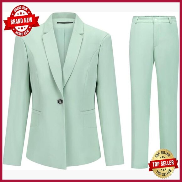 Jackets & Blazers - Women's Business Casual Suit Set Long Sleeve Blazer Pants Slim Fit